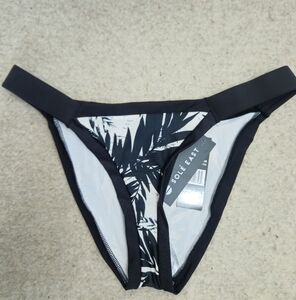(NEW) Sole East Swim Sobe Black White Tropical Bikini Bottoms Size XL